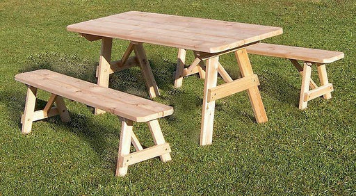 Outdoor Garden Furniture Traditional Table With 2 Benches