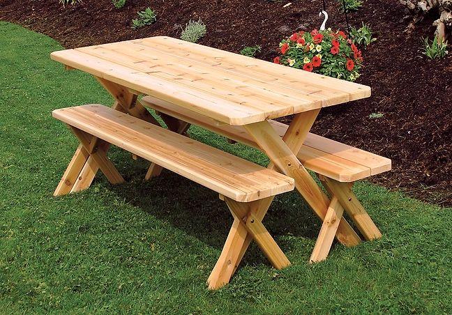 Outdoor Garden Furniture Cross-leg Table With 2 Benches