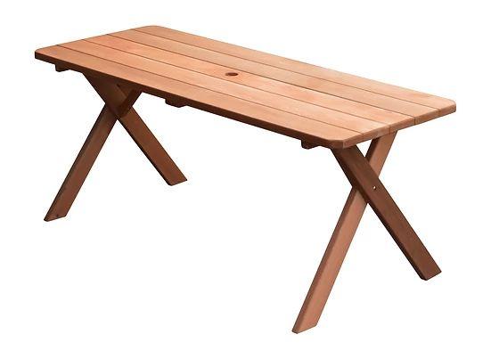 Outdoor Garden Furniture Cross-leg Table Only-Specify for FREE 2 Inch Umbrella Hole Made In USA