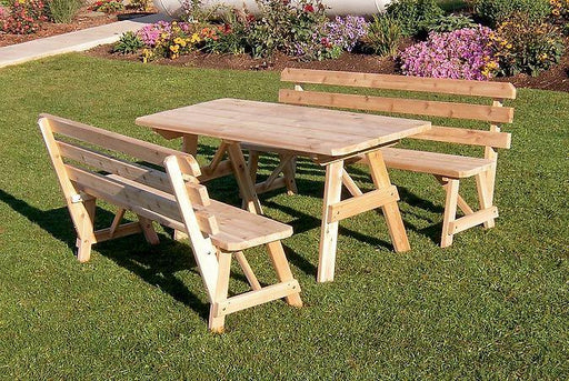 Outdoor Garden Furniture Table With 2 Backed Benches