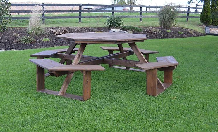 Outdoor Garden Furniture 54 Inch Octagon Walk-In Table-Specify for FREE 2 Inch Umbrella Hole Made In USA