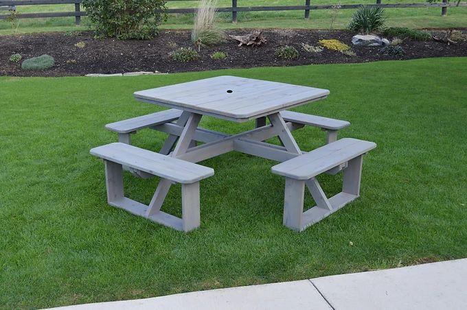 Outdoor Garden Furniture 44 Inch Square Walk-In Table-Specify for FREE 2 Inch Umbrella Hole Made In USA