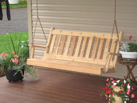Traditional English Cedar Handcrafted Patio Porch Outdoor Garden Swing Made In USA