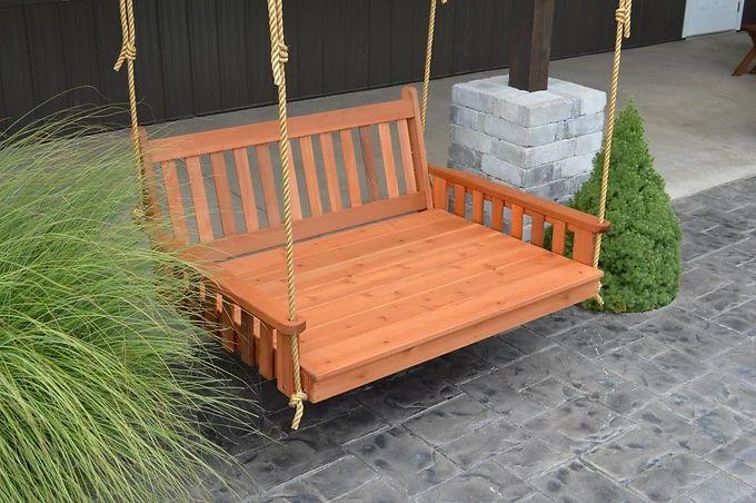 Traditional English Cedar Handcrafted Patio Porch Outdoor Garden Swingbed Made In USA