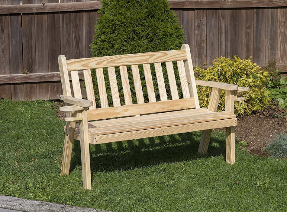 Outdoor Amish Mission Pressure Treated kiln-dried pine cupholder Bench