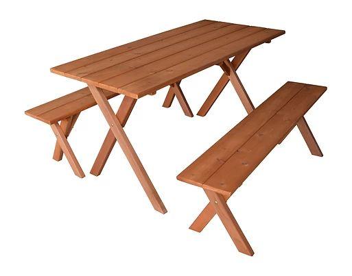 Outdoor Furniture 5 Ft Cedar Economy Table With 2 benches-cedar stain