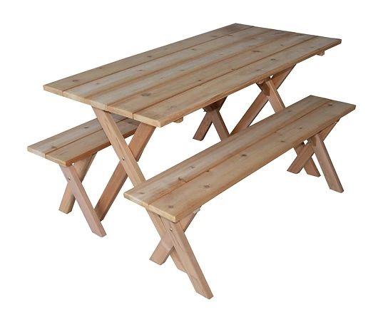 Outdoor Furniture 5 Ft Cedar Economy Table With 2 benches