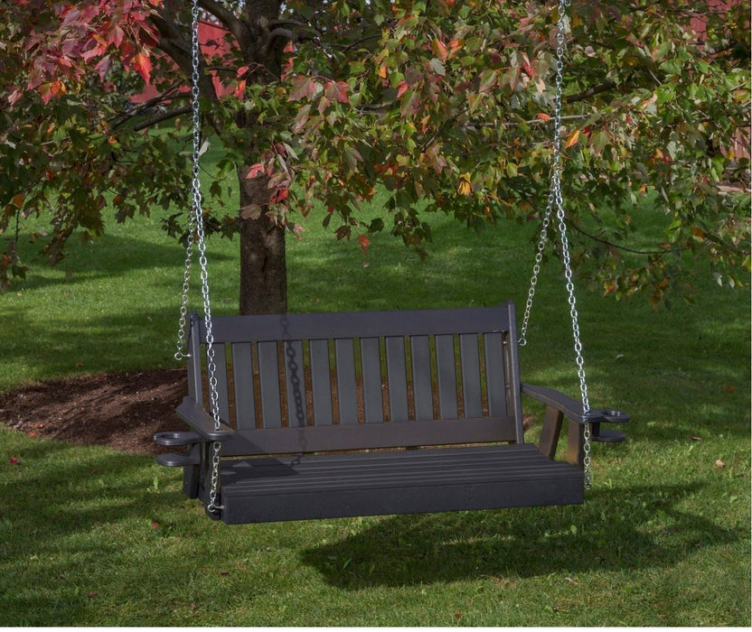 Mission Poly Lumber Amish Crafted PolyTuf HDPE Porch Swing with Cupholder arms